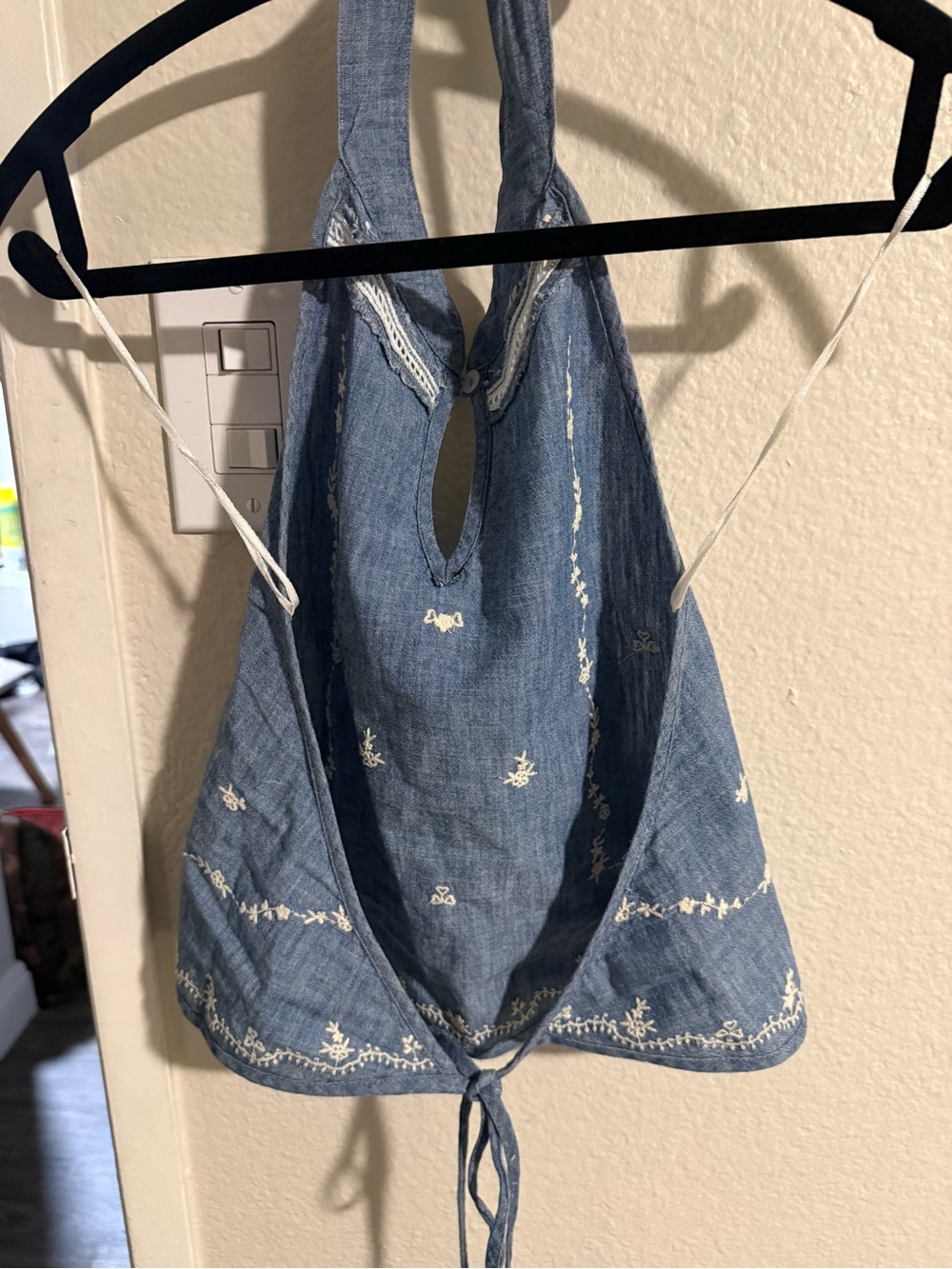 Zara Denim-Look Embroidered Top - Picture 6 of 6